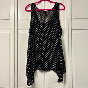 Torrid Sheer Polka Dot Print Sharkbite Blouse - Size 1